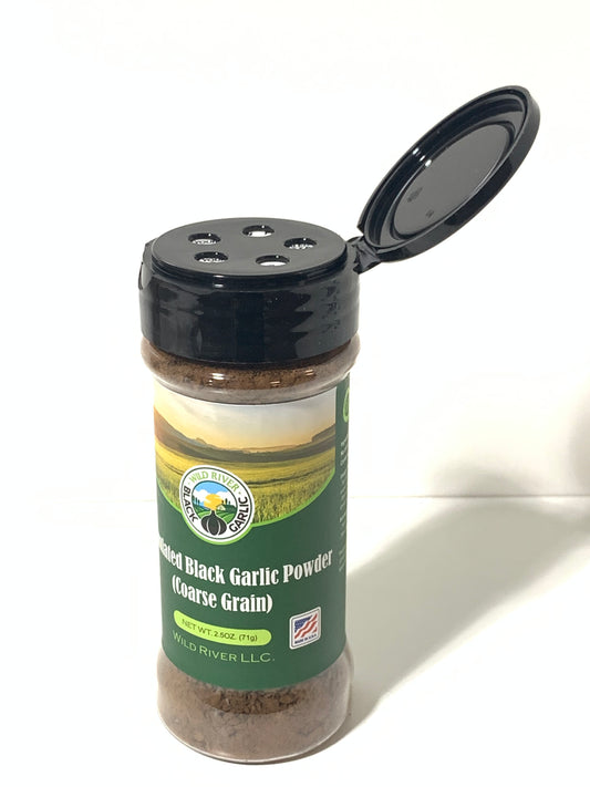 black garlic powder coarse grain 2.5 OZ- Wild River