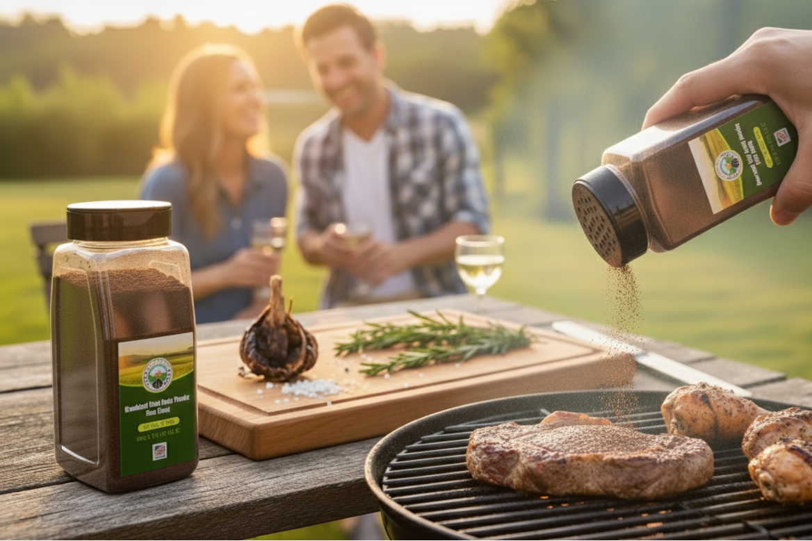 Black garlic powder for BBQ and gourmet cooking