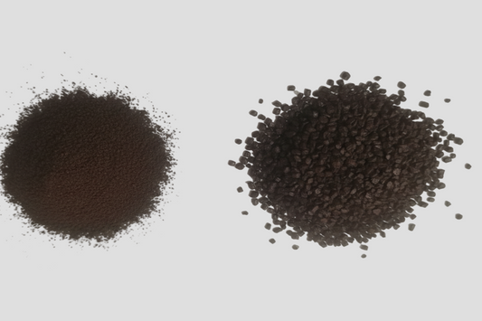 Close-up of granulated black garlic powder texture