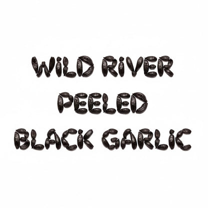 Close-up of premium peeled black garlic cloves